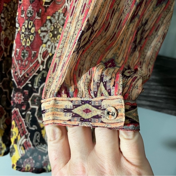 Soft Surroundings Southwest Boho Aztec Graphic Tunic Blouse Women's Medium - Picture 4 of 9